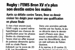 Rugby : l'EMS Bron XV n'a plus son destin entre les mains